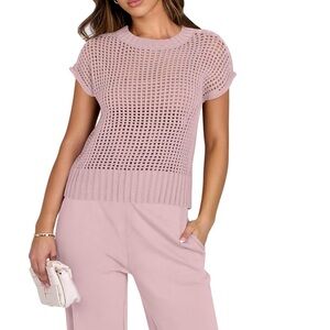 Women's Pink Sweater and Wide Leg Pants Set